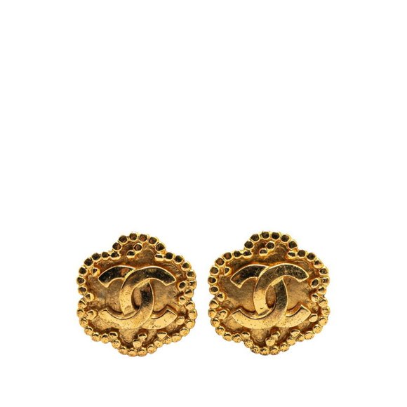 CHANEL Vintage Gold Logo Earrings - Picture 1 of 3